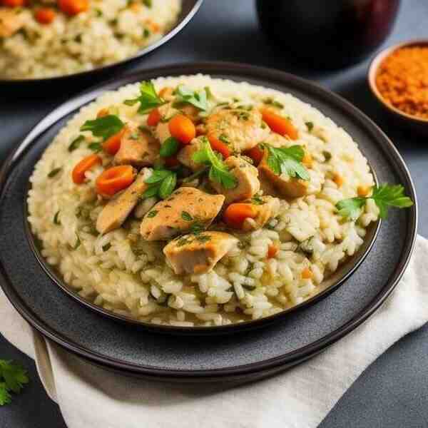 Ризотто с курицей и овощами